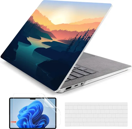 Vista 23 de Batianda Funda personalizable para portátil Microsoft Surface 5 4/3 de 13,5 pulgadas con reposamanos Alcantara modelo 1950/1867, carcasa rígida