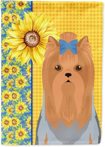 Vista 132 de Caroline's Treasures WDK5313GF Bandera de jardín con diseño de girasoles de verano, color negro y tostado, Airedale Terrier para buzón, bandera