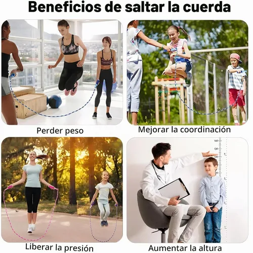 Vista 5 de BIRDDIE Cuerdas de saltar con cuentas suaves, cuerda de saltar de longitud ajustable, cuerda de salto segmentada sin enredos para ejercicio de niños