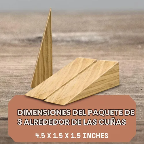 Vista 4 de Topes de puerta de madera, paquete de 3 cuñas de acacia para todos los pisos