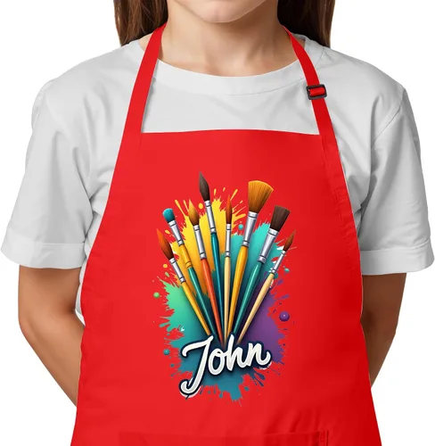 Vista 7 de Delantal para niños con nombre personalizado, ideal para pintar y manualidades, regalo de Navidad unisex para niños y niñas, relleno perfecto