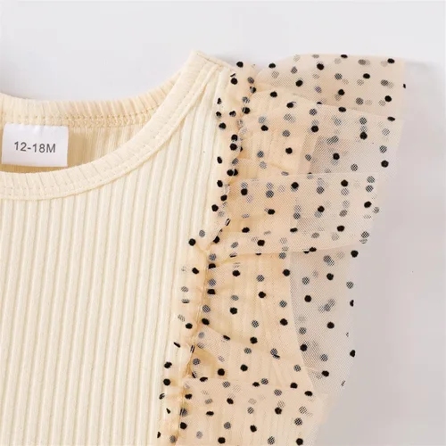 Vista 4 de Vestido de princesa 100 % algodón sin mangas tutú vestido de verano para niñas pequeñas, vestido de malla con volantes 3M-3Y