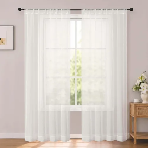 Vista 42 de OWENIE White Sheer Curtains 96 Inches Long 2 Panels for Living Room 52 Wide