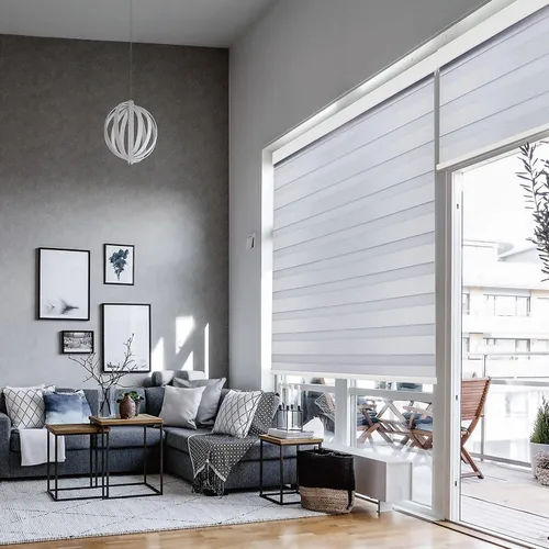 Vista 21 de Persianas Zebra/Persianas Enrollables motorizadas con control remoto (persianas de ventana) con batería recargable. Compatible con hogar