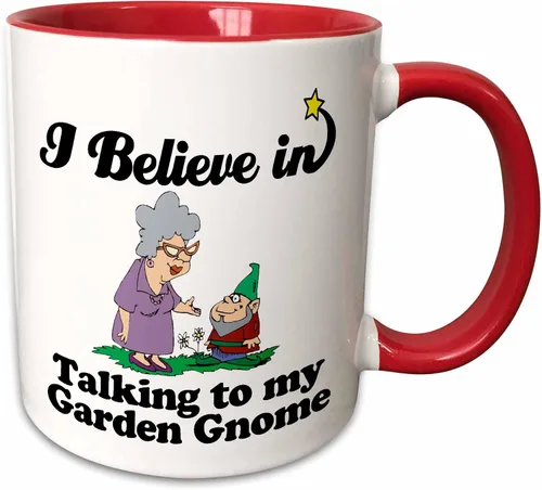 Vista 9 de 3dRose I Believe In Talking To Garden Gnomo - Tazas (taza_105583_9)
