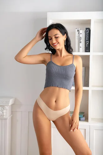 Vista 5 de SONTOP BASIC Ropa interior sin costuras para mujer, tangas en T en la espalda, de algodón, transpirables, paquete de 3 a 6
