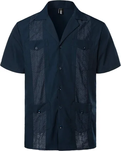 Vista 21 de VATPAVE - Camisas de manga corta con botones estilo guayabera cubana para hombre
