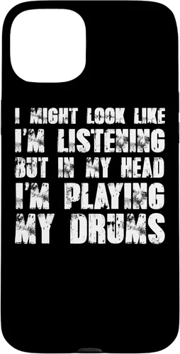 Vista 9 de iPhone 12/12 Pro Might Look Like I'm Listening Playing Drums - Estuche divertido para batería