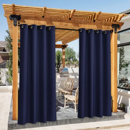 Vista 22 de NICETOWN Cortina para Exteriores para Patio Impermeable de 84 Pulgadas de Ancho, Aislamiento Térmico con Ojales Antioxidantes Bloqueo UV Cortina