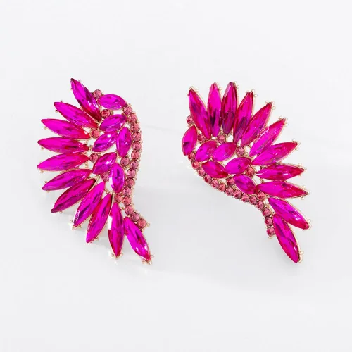 Vista 7 de Verano Aleación de zinc de cristal Rhinestone alas de ángel mujeres pendientes