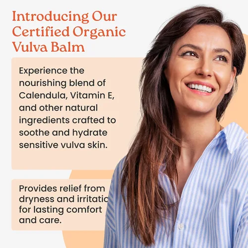 Vista 2 de NewLife Naturals Bálsamo de vulva orgánico certificado con caléndula y vitamina E para apoyar la humedad, picazón, irritación y sequedad Cuidado