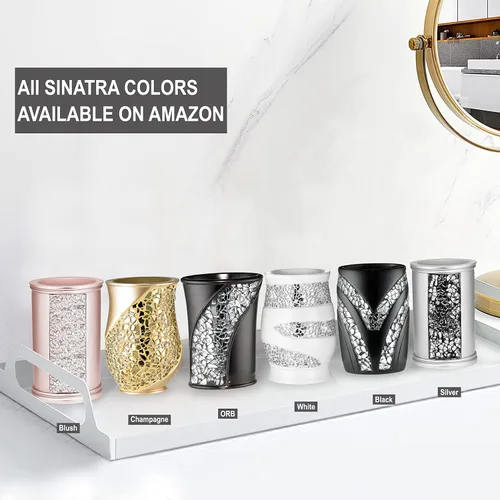 Vista 5 de Zahari Home Sinatra - Vaso de baño para cepillos de dientes y pasta de dientes, organizador de brochas de maquillaje, color negro