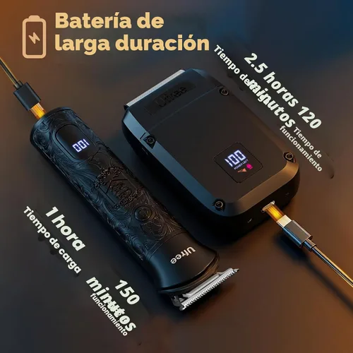 Vista 5 de Ufree Set de afeitadora y recortadora de pelo de barba, maquinilla de Negro