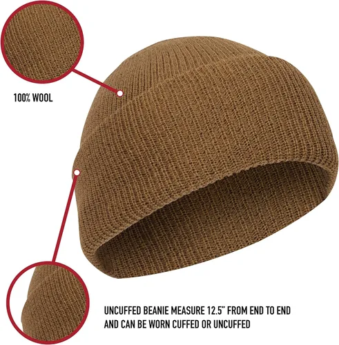 Vista 4 de Rothco Gorra de reloj de lana fabricada en Estados Unidos, protección para todo tipo de clima y gorro de estilo clásico
