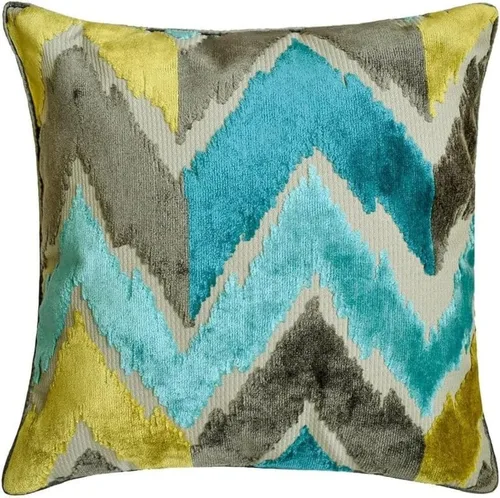Vista 35 de The HomeCentric Fundas de almohada decorativas azules de 12 x 12 pulgadas (11.8 x 11.8 in), acolchadas de jacquard y almohadas bordadas para sofá