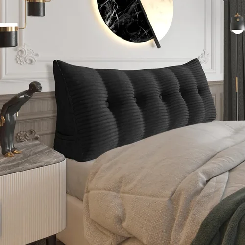 Vista 81 de Almohada de cabecera gruesa totalmente rellena tamaño Queen, cabecera acolchada suave y firme, soporte grande, triangular, almohada de cuña