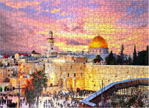 Vista 8 de MyPuzzle Skyline of the Old City At The Western Wall y el Temple Mount in Jerusalem Israel - Rompecabezas prémium de 100 piezas para adultos