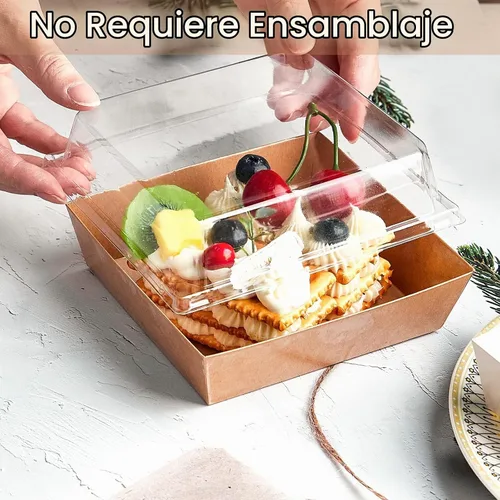 Vista 5 de Kucoele Paquete de 20 Cajas Pequeñas de Charcutería con Tapas Transparentes, Cajas de Papel para Postres Para Llevar, Cajas de Panadería