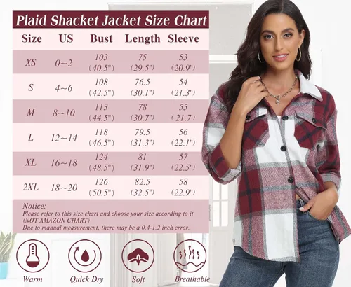 Vista 6 de Chaqueta a cuadros para mujer, casual, con botones, manga larga, ropa de moda para otoño