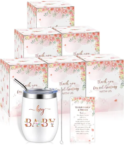 Vista 17 de Hoolerry Juego de 6 tazas para baby shower, vaso de acero inoxidable de 12