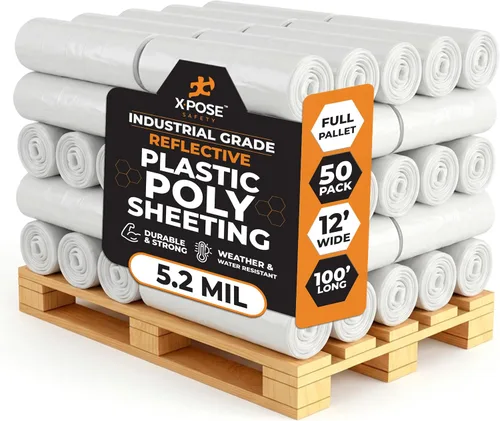 Vista 10 de Xpose Safety Láminas de plástico transparente – Rollo de 10 x 100 pies – Hoja de polietileno resistente de 3.4 mil – Impermeable, a prueba de polvo