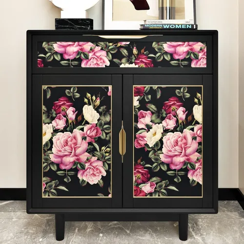Vista 6 de Wallercity Papel Tapiz Floral Vintage Despegar y Pegar Papel Tapiz de Rosa Peonía Gabinetes Mesa Superior Papeles Tapiz Impermeable Removible