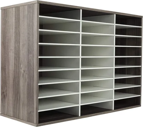 Vista 11 de TQVAI Organizador de literatura de madera, 12 ranuras para 6000 hojas de papel A4, organizador de almacenamiento de archivos de papel de escritorio