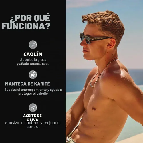 Vista 4 de Slick Gorilla Lighwork - Arcilla mate para el cabello para hombres de 2.5 onzas, acabado mate, sujeción flexible, arcilla ligera para peinar, a base