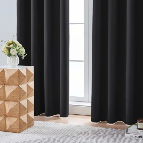 Vista 4 de Aiyufeng - Cortinas opacas negras cortas de 36 pulgadas para Halloween, juego de 2 paneles con bolsillo de barra para privacidad, cortinas de capas