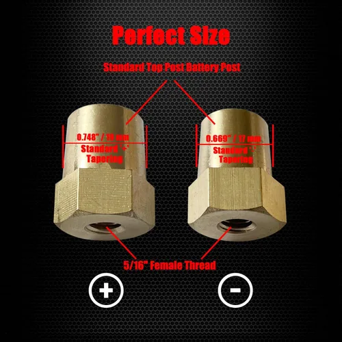 Vista 2 de Ampper Adaptador de Poste de Terminal de Batería Hembra de Latón con Rosca 5/16"-18, Postes de Terminal de Batería, Postes de Carga para Extensión