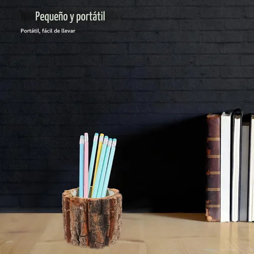 Vista 6 de Happyyami 4 macetas de madera rústica para suculentas y plantas pequeñas, decoración de jardín para interiores y exteriores, maceta impermeable
