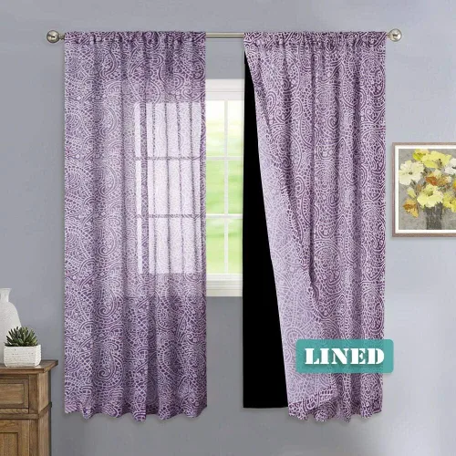 Vista 2 de KGORGE Forro de Cortina Opaca para Ventana - Paneles de Bloqueo de Luz 100%, Cortinas Forradas con Aislamiento Térmico con Bolsillo para Barra