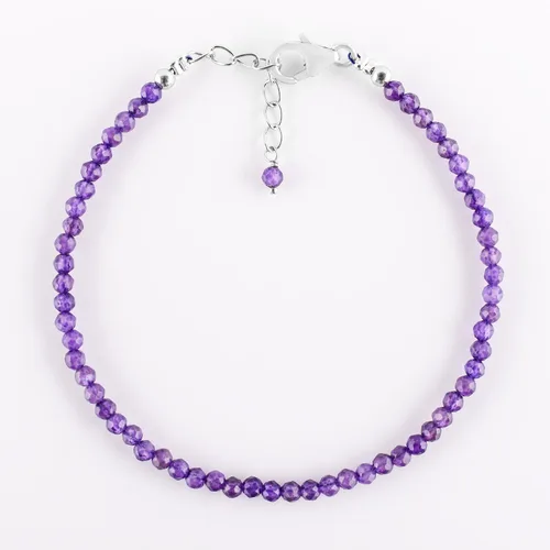 Vista 4 de InfinityGemsArt Natural Stone Beads Dainty Bracelet Jewelry for Women, Crystals and Gemstones Birthstone 925 Sterling Silver Chain 8 inch Gifts For