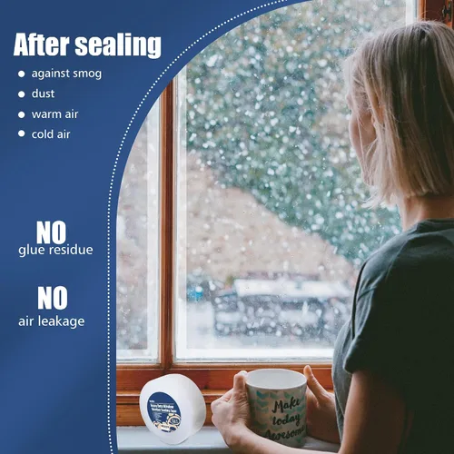 Vista 3 de Breliter PEWST001 - Cinta de sellado resistente para ventanas, transparente, 3 pulgadas de ancho x 90 pies de largo, plástico, PEWST001