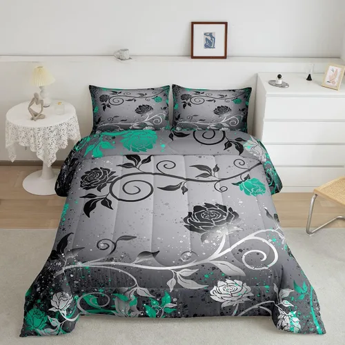Vista 19 de Feelyou - Juego de edredón abstracto ombre, color azul y negro, juego de cama para adolescentes, para niños, mujeres y jóvenes, juego de edredón