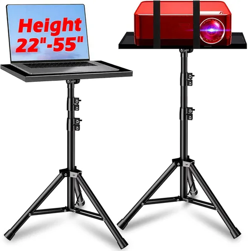 Vista 7 de Soporte para proyector, soporte para laptop de 22 a 55 pulgadas, trípode para proyector con soporte para teléfono, trípode para proyector