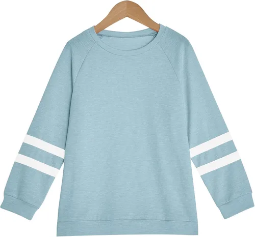 Vista 3 de Apbondy Camisas casuales de manga larga con cuello redondo y rayas sueltas