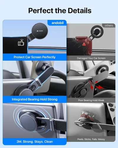 Vista 7 de andobil Soporte de teléfono Tesla de 3ª generación 【Adhesivo mejorado y imán más resistente】Soporte de teléfono para Tesla New Model Y Juniper