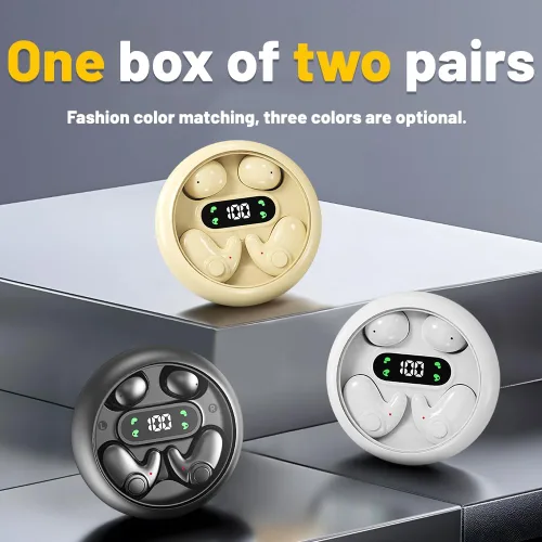 Vista 5 de Dos pares de mini auriculares Bluetooth invisibles, cómodos auriculares inalámbricos para dormir, con micrófono, auriculares impermeables IPX5