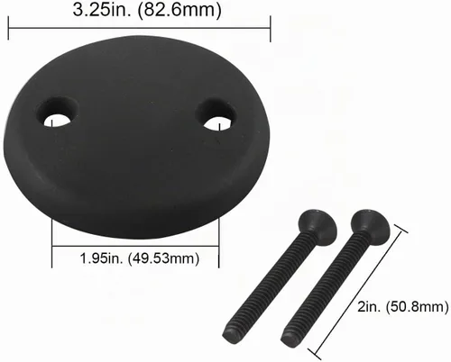 Vista 3 de Placa de Desborde de Desagüe de Bañera de Doble Orificio con Dos Tornillos a Juego, Fácil de Instalar, Negro Mate