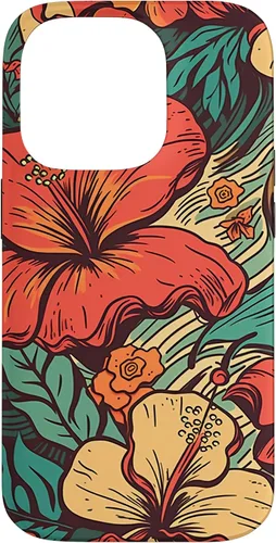 Vista 17 de iPhone 16 Vintage Hawaii Hibiscus Pattern Retro Tropical Hawaiian Case