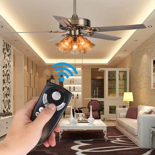 Vista 6 de Eogifee UC7083T - Ventilador de techo con mando a distancia de Hampton Bay con botón de marcha atrás 3 velocidades de control, solo montaje en pared