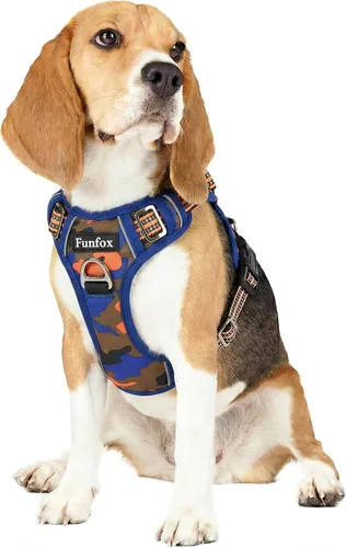 Vista 42 de Funfox Arnés para perro sin tirones, arnés de chaleco ajustable para mascotas, material súper suave con mango vertical, fácil control, paseo