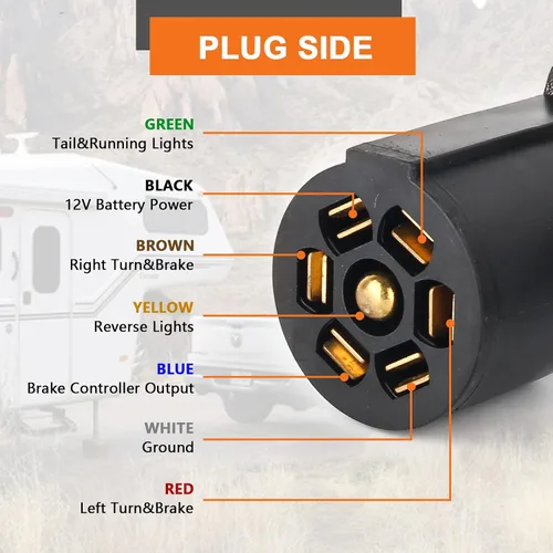Vista 4 de Gilardino Enchufe de remolque de 7 vías, arnés de cableado de remolque de 7 pines, cable adaptador de remolque de 7 cables de 8 pies para RV