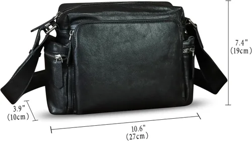 Vista 5 de IVTG Bolso de cuero genuino y bolso de mensajero para hombre, bolso de hombro de cuero a la moda, maletín, bolso cruzado, correa