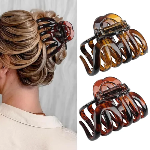 Vista 29 de Pinzas para el cabello grueso, paquete de 4 pinzas de gelatina extra grandes para mujeres, accesorios para el cabello de 4.75 pulgadas para mujeres