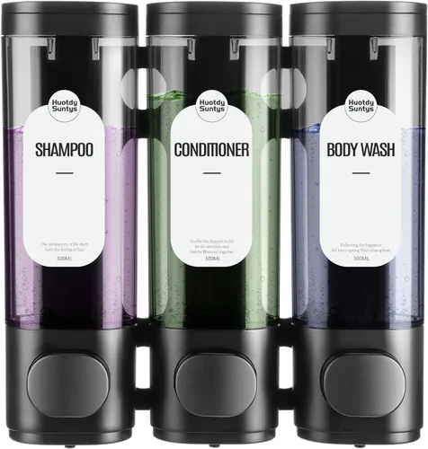 Vista 10 de Dispensador de Champú y Acondicionador de 2 Cámaras Dispensador de Jabón de Ducha de 2 Cámaras Sin Taladro, Dispensador de Jabón de Ducha Montado