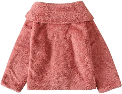 Vista 5 de Abrigos para bebés y niñas chaquetas manga larga cárdigan sólido grueso chaqueta cremallera de felpa abrigo niños