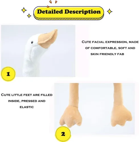 Vista 3 de 3 piezas de 15.7 pulgadas de cisne, peluche blanco de ganso, regalo para niños