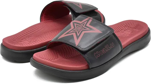 Vista 5 de KuaiLu Sandalias deportivas para hombre con cojín suave y soporte de arco para fascitis plantar, puntera abierta, ajustables, para interiores